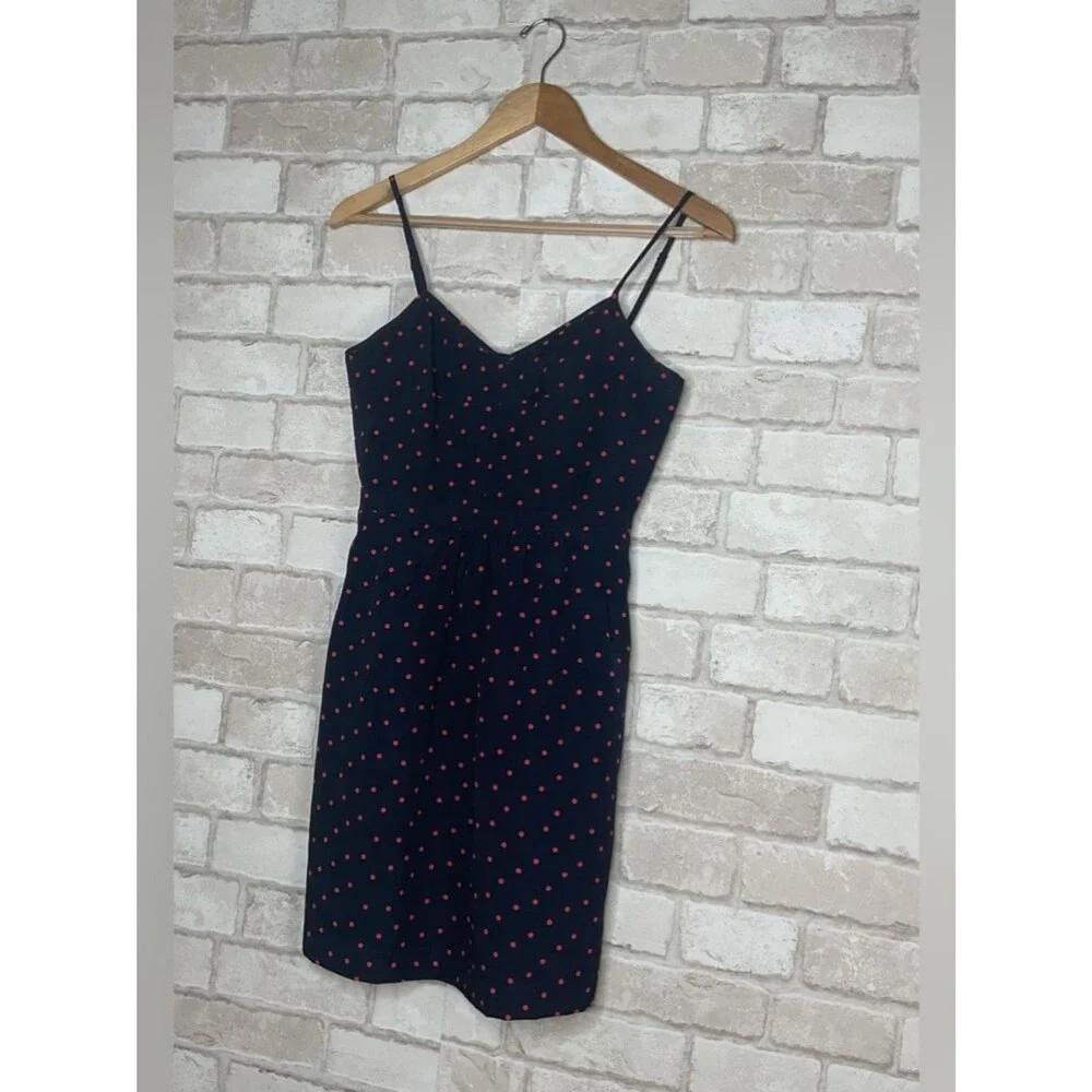 J. Crew Navy Red Polka Dot Mini Dress Size 0